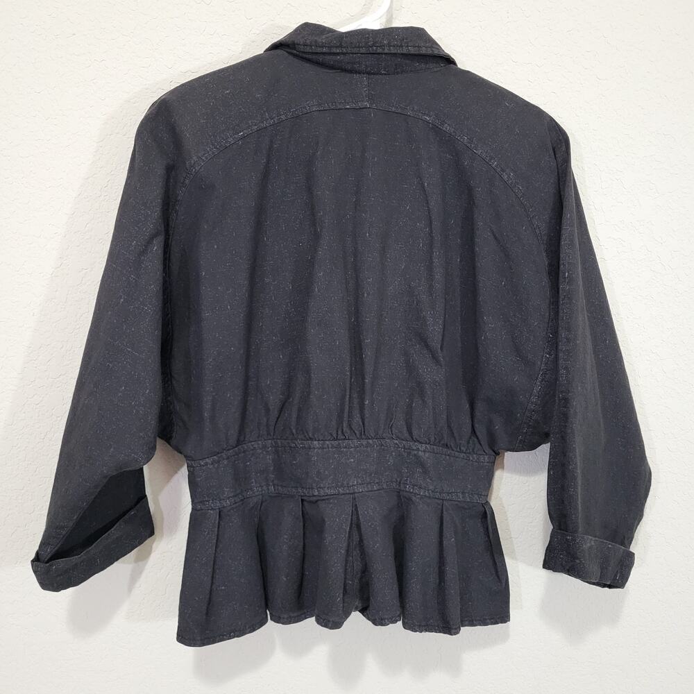 Byer Too Vintage 80s Small Jacket Blazer Cotton Peplum Dolman Sleeve Casual - Picture 2 of 9
